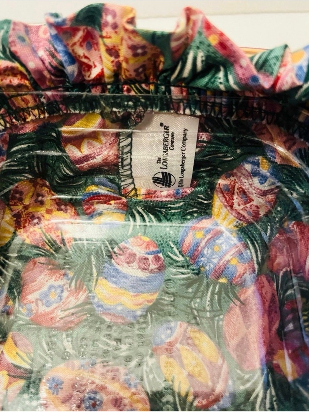 Longaberger Small Square Easter Basket with Easter Egg Liner Insert Vintage 1998 - Picture 11 of 12